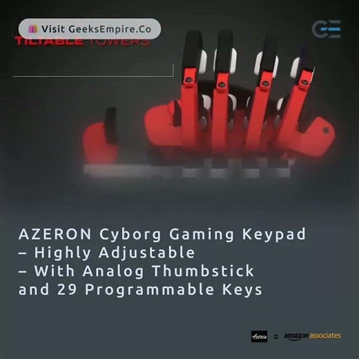 AZERPN Cyborg Gaming Keypad – Highly Adjustable – With Analog Thumbstick and 29 Programmable Keys