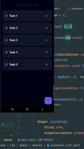 This List Animation Is So Satisfying 😳 #flutter #coding #uidesignlearning