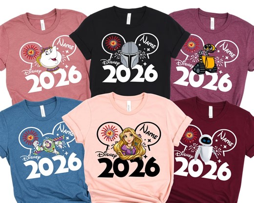 Custom Disney 2026 Shirt, Disney Trip 2026 Shirt, Custom Disney All Characters Shirts, Disney 2026 Shirts, Custom Characters Disney Shirts, - Etsy