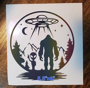 Decal, Permanent Vinyl Decal, Spaceship, Alien, Sasquatch, Outdoor Decal, Car Decal, Window Decal, Laptop Decal, Tumbler Decal - Etsy