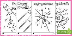 Diwali Fireworks Colouring Pages