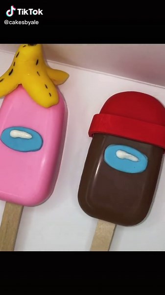 Custom Among Us Fondant Cake Popsicle Tutorial