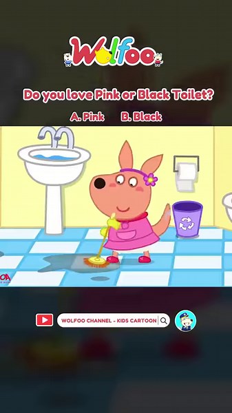 Wow! The toilet is so cool!!! 😍 Pink or Black? #wolfoo #laughwithWolfoo #cartoonforkids #educational #WolfooAFriendForEveryFamily | Wolfoo Kids Cartoon
