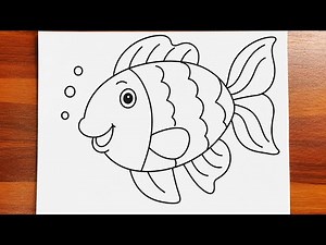 Easy Fish Drawing for Kids | Simple Cute Fish Outline Drawing Step by Step