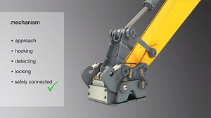 The second proximity sensor of our hydraulic quick coupler provides more safety on construction sites: Liebherr was honoured with an EuroTest Award for this innovation during 2016 Bauma. The new second proximity sensor monitors the position of the attachment to the quick coupler and shows the operator whether the quick coupler and the attachment are correctly attached following a tool change! Learn how the system works in this animation! | Liebherr Construction