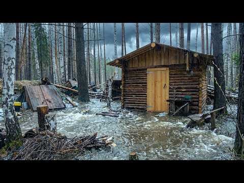 Cold Snow & Flooded Shelter – Solo Bushcraft Night in the Forest. Ep 18.