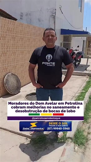 Moradores da Rua dos Brilhantes, no bairro Dom Avelar, em Petrolina (PE), estão cobrando providências urgentes das autoridades em relação aos problemas no saneamento básico da localidade. Segundo relatos, as bocas de lobo estão obstruídas, o que tem provocado o retorno de esgoto para dentro das residências, causando transtornos, mau cheiro e riscos à saúde da população. De acordo com os moradores, a situação se agrava principalmente quando a água suja não escoa adequadamente devido à falta de ma