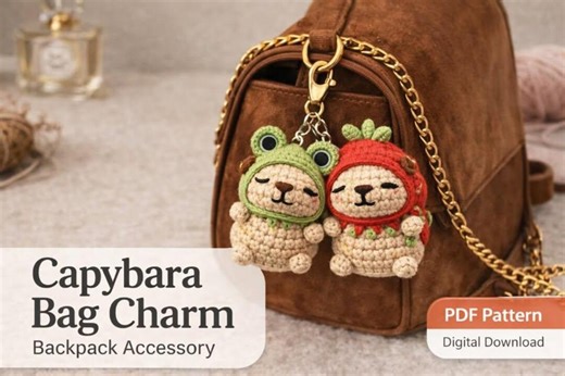 Rearview Mirror Capybara Amigurumi Pattern | Crochet Car Charm Decor | Hanging Vehicle Ornament | DIY PDF Tutorial - Etsy
