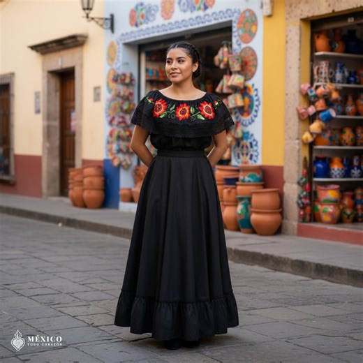 Traditional Mexican Embroidered Floral Dress Set – Handmade Two-piece - Etsy