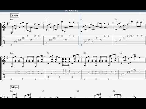 【EASY】(Alan Walker) Play - Guitar Tab | Fingerstyle | HD 1080p