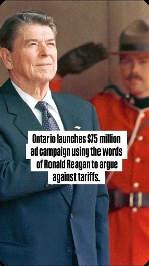 Rob on Instagram: "Ontario launches $75 million ad campaign using the words of Ronald Reagan to argue against tariffs. Ad campaign will hit local and national broadcast outlets across the United States starting this week. The ad will begin airing on Newsmax and Bloomberg this week. It will also air on other networks – including Fox, NBC, CBS, CNBC, ESPN and ABC – within two weeks, through to the end of January 2026. The new 60-second TV ad features present-day images of workers, such as welders