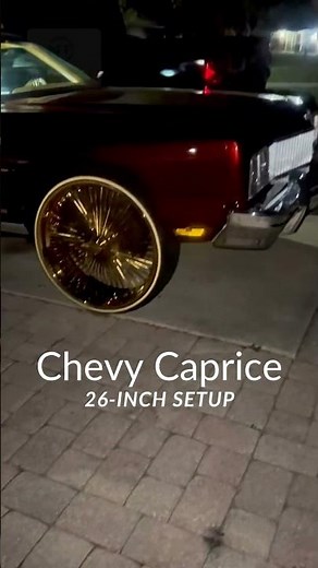 26" Wire Wheels + Custom Whitewall & Yellow Stripe Tires on Chevy Caprice