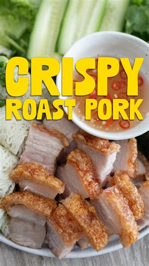 231K views · 118 reactions | Wanna learn how to make the tastiest and easiest crispy roast pork at home with just seven ingredients?! Watch the whole video to learn how! Ingredients: Skin-On Center Cut Pork Belly Kosher Salt Five Spice Powder Garlic Powder Sugar White Pepper Salt Full recipe and air fryer cooking method is on my blog: https://feedthepudge.com/crispy-roast-pork-thit-heo-quay/ #porkbelly #crispypork #chinesebbq | feedthepudge | Facebook