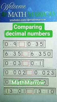 How to compare decimal numbers #MathMarrow #less than #greater than #decimal place