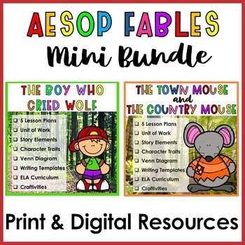 Aesops Fables Comprehension Story Elements Graphic Organizer Writing