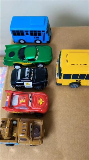 Tow Mater, Red McQueen, Sheriff, Flo, Blue Tayo, Yellow Big Tayo Bus, Pixar Cars #cars