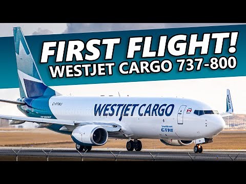 FIRST FLIGHT! WestJet Cargo 737-800(BCF) Takeoff from Calgary Airport (4K)