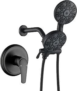 Matte Black Shower Faucet Set Complete Shower Kit Shower Systems Dual Shower Head and Handheld 2 in 1 Combo Set Shower Trim Kit Shower Fixtures