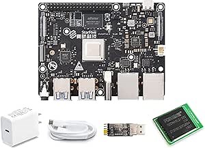 VisionFive2 RISC-V Linux Single Board Computer, Quad-core StarFive JH7110 64-bit Processor with 3D GPU, LPDDR4 8GB RAM, Dual Gigabit Network Port, Support OpenCL 3.0 (Bundle 1 with 64GB eMMC)