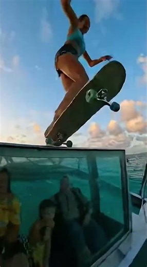 Skateboarding by Infinity Pool 🛹 | Ocean View Skate Session | Paradise Skating #Shorts