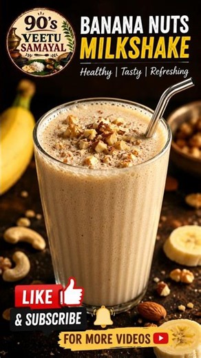 🍌 Banana Nuts Milkshake | 2-Minute Healthy Energy Drink 🥜🥛 | Summer Special Recipe #milkshake #food