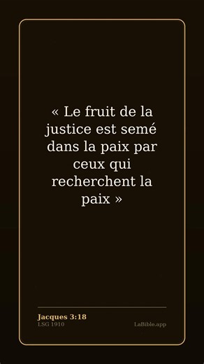 Jacques 3:18 — 💡 Sagesse Biblique | Bible LSG1910