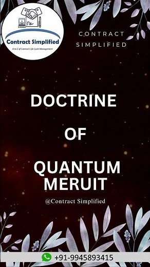 Doctrine of Quantum Meruit | Contract Law #legalinsights