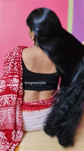 Silky shine smooth black long hair ✨#hair#longhair#bonghairstyles