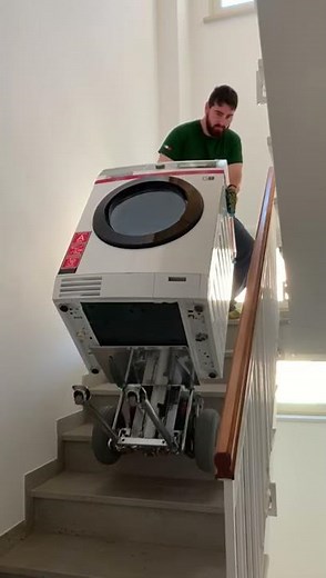 How to move a washing machine up stairs