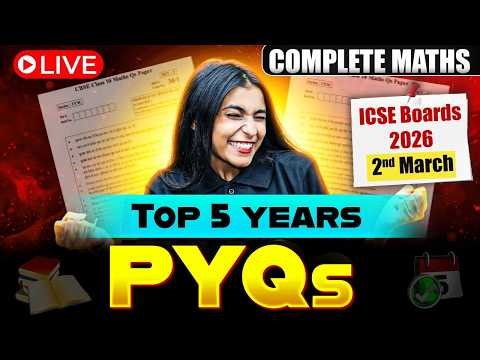 ICSE Maths 2026 Top 5 Years PYQs | Complete Maths Live Revision | Shikha Ma'am
