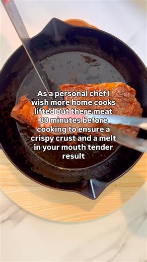 - Private Chef- Danielle Christy on Instagram: "Make the most tender juicy piece of meat! If you love to make stew, soups, steaks etc these are a few things I find help make them better! * Dry and 30 minutes- lift out your meat while you prep everything else I find 30 minutes is great and salt/dry well. * Better Sear: When meat is closer to room temp, it doesn’t cool down the pan as much, leading to a better crust. * Tenderer Results: Even cooking helps maintain juiciness and tenderness througho