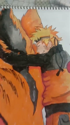 anime art Naruto and nine tails #anime #animeart #drawing