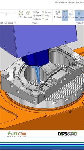NCG CAM 5 Axis Rest Finishing Toolpath Simulation #ncgcam #cadcamcnc #cadcamsolution #softonesolutions