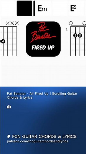 Pat Benatar - All Fired Up | Scrolling Guitar Chords & Lyrics #rock #guitar #classicrock #cover