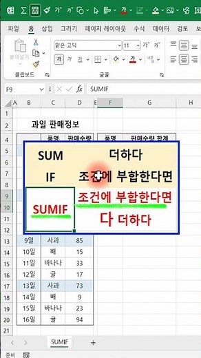EXCEL_안쓰는 분! 손들어 주세요! 취합 및 정산에서 없어서는 안될 SUMIF함수 기초 사용법!엑셀 이것만!#shorts #excel