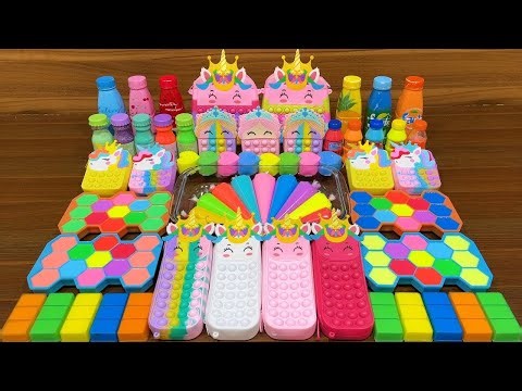 LIVE: Slime Mixing Random : Clear To Glossy Rainbow Slime With Makeup Textures #129