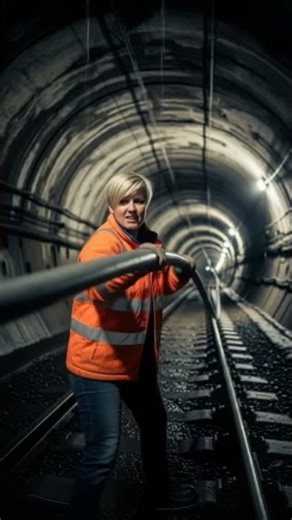 Heavy cable pulling in a railway tunnel