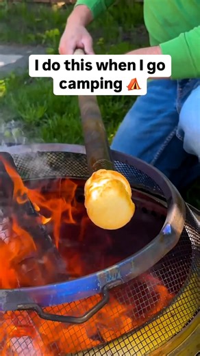 Easy campfire treat 🔥 #camping #hacks #survival #tipsandtricks #easyrecipes Created by Randy M Show | Hackity Hack Club