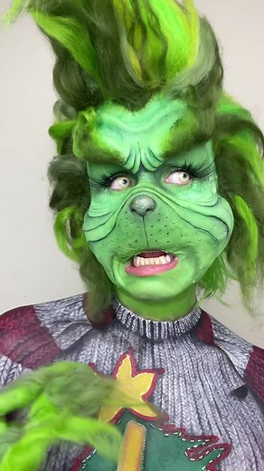 Scary Grinch Face Makeup Transformation