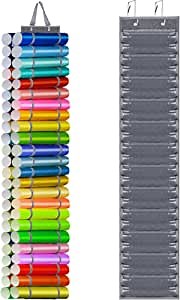 TUPARKA Vinyl Roll Holder Craft Vinyl Storage Rack with 2 Hook Craft Storage Organizer 48 Compartments Vinyl Organizers Holder for Door Closet Wall
