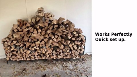 4ft Firewood Rack Holder, Adjustable Heavy Duty Fire Log Stacker Stand for Fireplace, Outdoor Indoor Metal Wood Pile Storage Organizer, Patio Logs Stand tool, Black