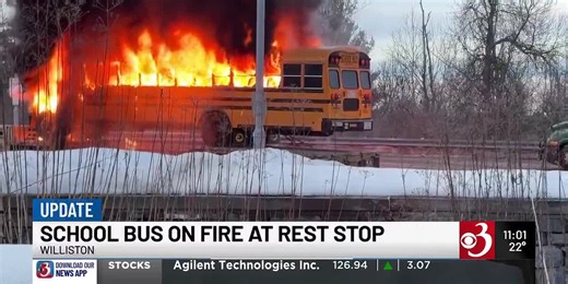School bus catches fire on Interstate 89