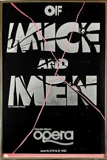 Framed Vintage Opera Poster of Mice and Men 1982 Greater Miami Opera, Theater Print - Etsy