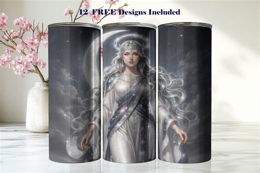 Selene Goddess Tumbler Sublimation Design, Seamless Wrap (20 Oz Skinny Tumbler, Digital Download PNG) - Etsy UK