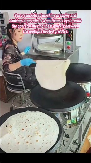 Industrial Roti Making: High-Speed Flatbread Production Machine in Action #roti #cooking #food