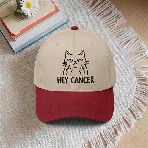 Embroidered Hey Cancer Hat, Cancer Warrior Hat, Kitten Hat, Awareness Month Hat, Cancer Fighter Gift Hat, Cancer Survivor Cap - Etsy