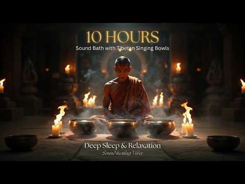 10 Hours Tibetan Singing Bowls Sound Bath | Deep Meditation, Zen Relaxation & Sleep Music