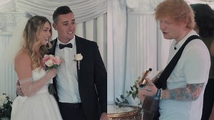 Ed Sheeran gatecrashes wedding to serenade overjoyed couple on the guitar - video