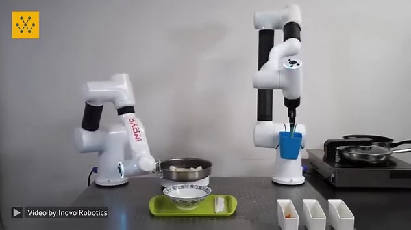 2.7K views · 64 reactions | Robots show off their cooking skills as the design for the future of kitchen comes alive. Video Credit: Inovo Robotics #robotics #egineering #technology #engineers #robots #futureofkitchen #kitchen -------------------------------- Stay ahead of the curve! Follow us now on our WhatsApp (https://wevlv.co/wevolver-whatsapp) and Telegram (https://wevlv.co/3sJlFn5) channels and stay updated about the cutting edge. | Wevolver.com | Facebook