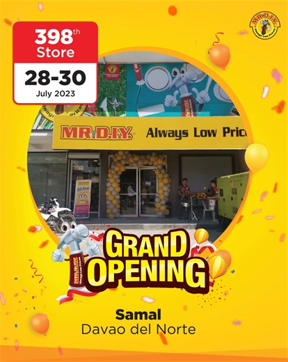 Calling all #MRDIY fans in Samal! Join us at the GRAND OPENING of MR.DIY Samal, Davao Del Norte on JULY 28 to 30, 2023. 📌: Sitio Pantalan, Brgy. Miranda, Babak District, Samal, Davao Del Norte ⏰: 8:00AM - 7:00PM Shop with us and get a FREE MR.DIY Umbrella or Trolley Bag with a minimum single receipt purchase worth P500. Per DTI Fair Trade Permit No. FTEB-170851 Series of 2023. #MRDIYPH #AlwaysLowPrices #GrandOpening #AlwaysGreatValue #MeronDIYan | MR DIY